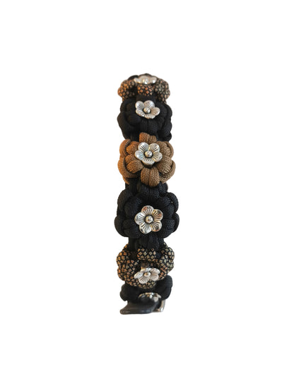 Halsband "les fleurs" Schwarz-Braun